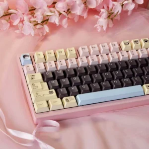 DuCato PBT Keycap Set with whimsical character legends on a mechanical keyboard