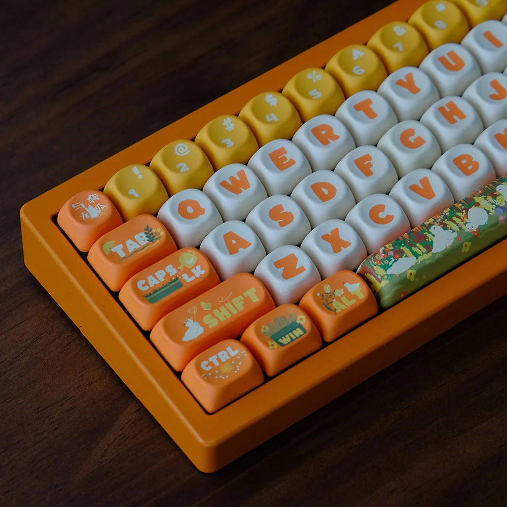 Duck & Flower MOA Whimsical Duck & Flower MOA PBT installed on a mechanical keyboard setup
