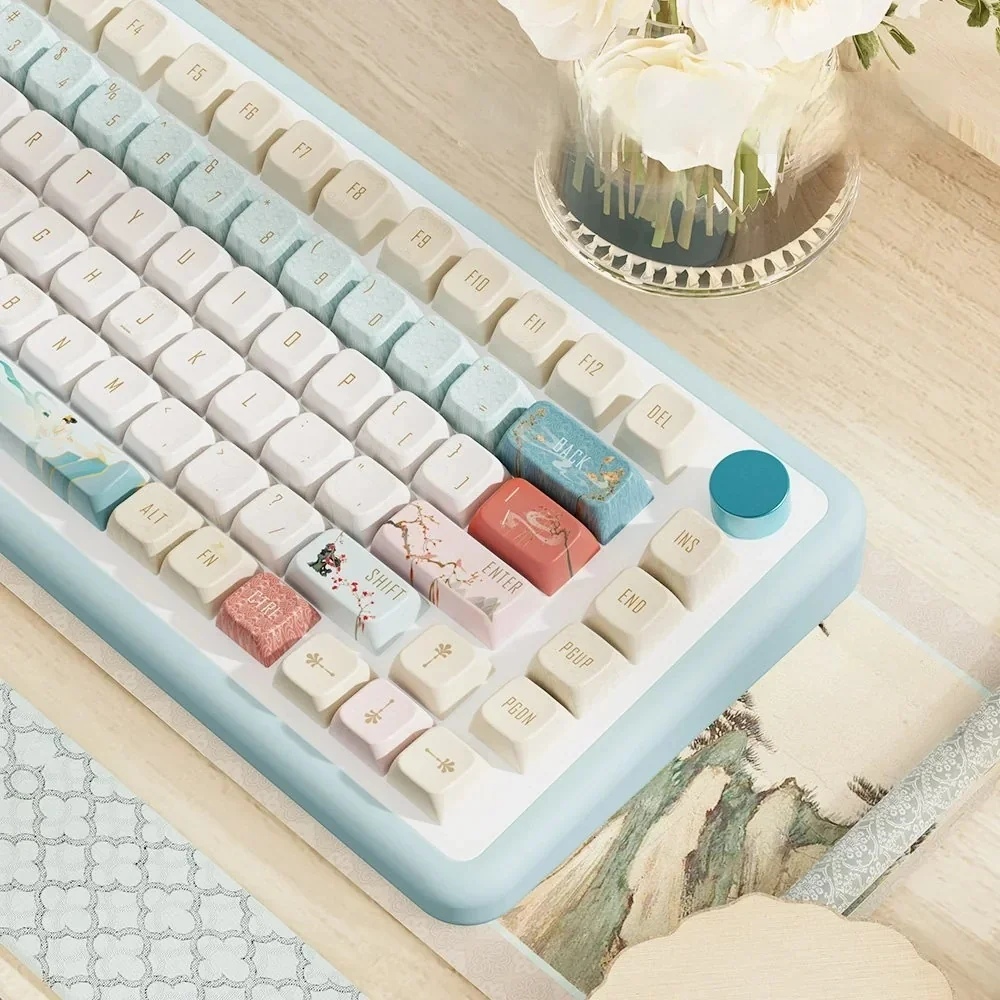 Side profile of Dunhuang Series Keycap Set Exquisite Dunhuang art showing keycap shape and fit