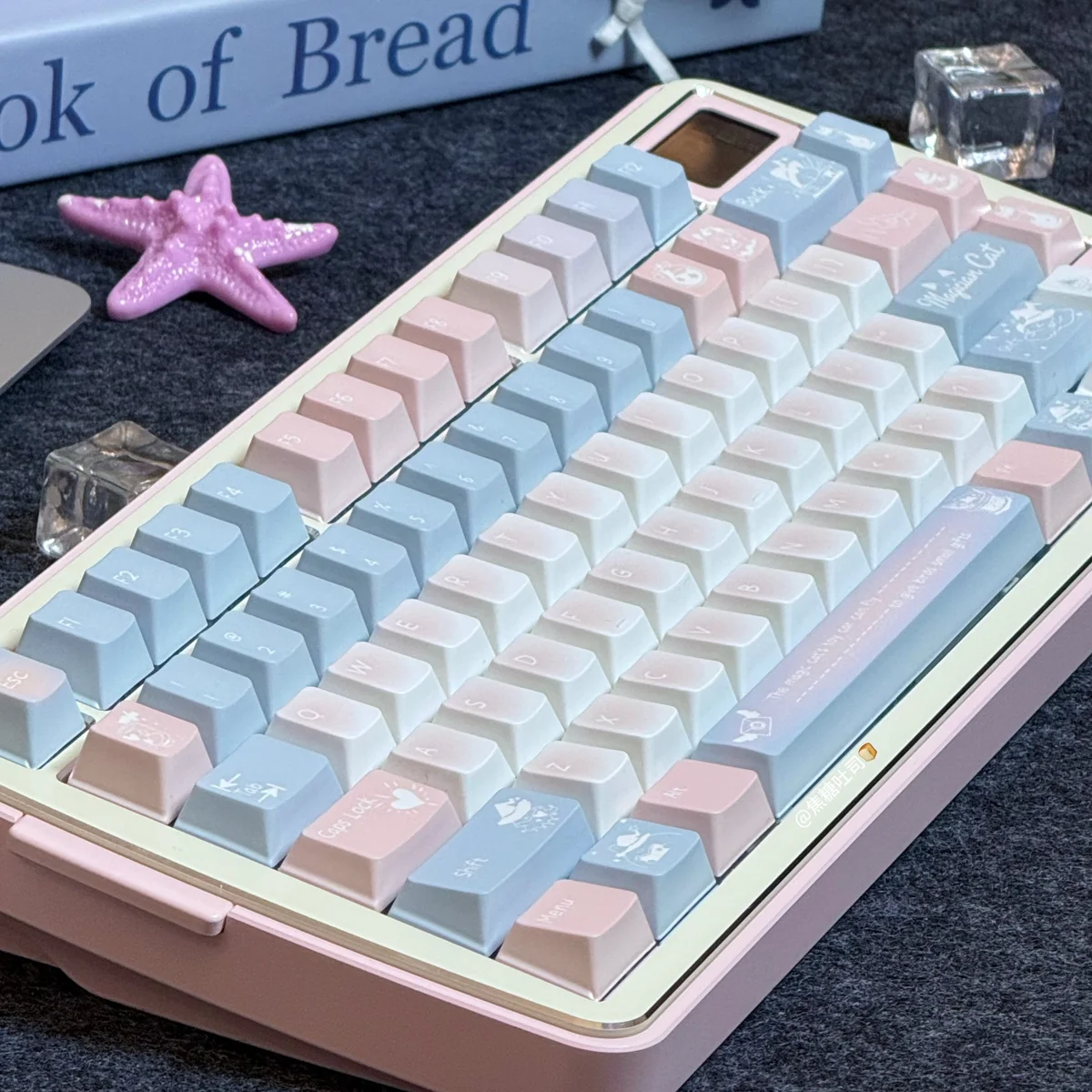 Side view of Dreamy Starry keycaps showcasing Cherry profile