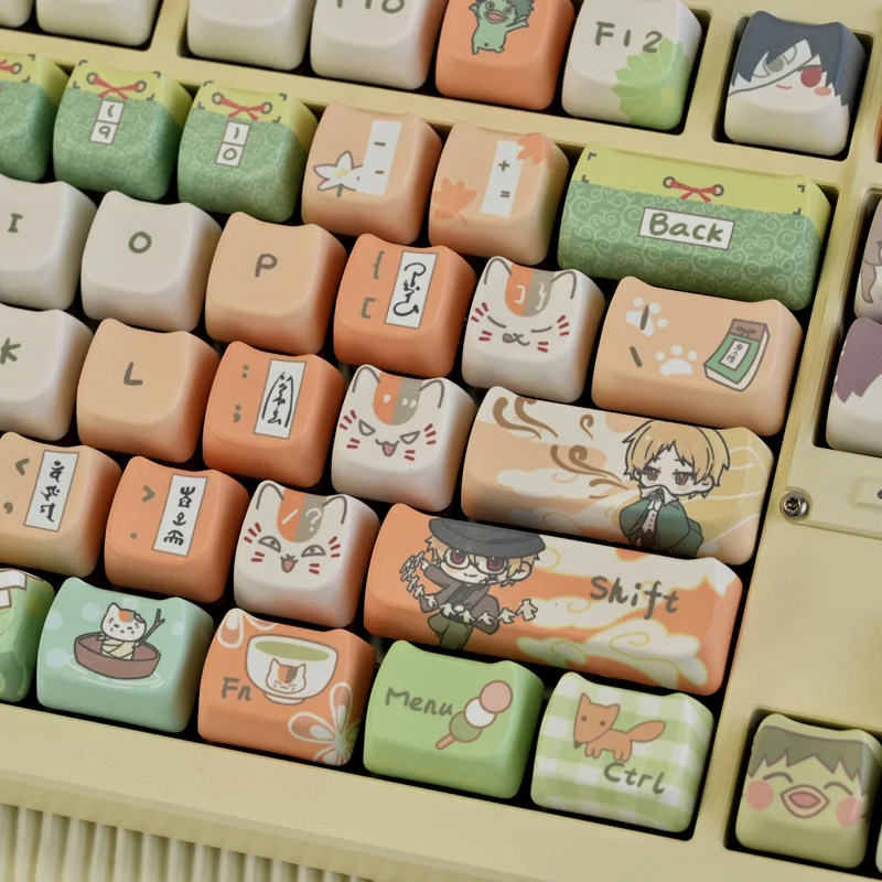 Texture detail of durable dye-sublimated PBT keycaps for Natsume's Book of Friends