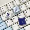 Egret Cherry Keycap Set Elegant Egret design installed on a mechanical keyboard setup