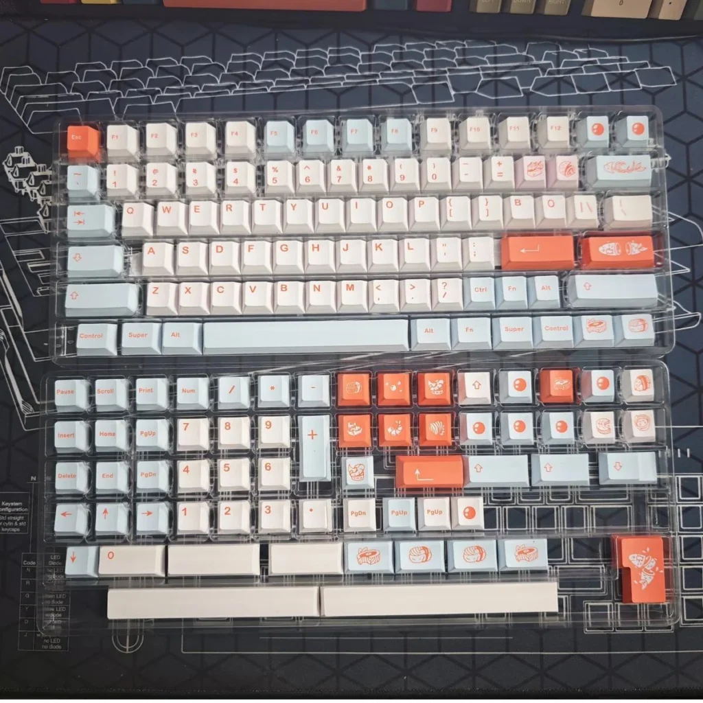 Ergonomic Cherry profile keycaps for custom mechanical keyboards