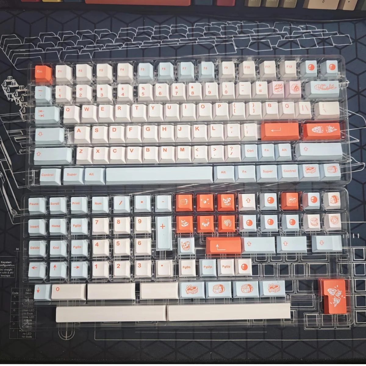 Ergonomic Cherry profile keycaps for custom mechanical keyboards