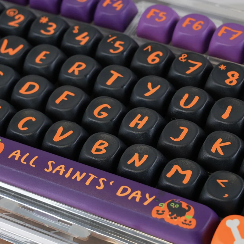Detail of a Halloween MOA profile keycap, demonstrating the smooth texture and crisp, fade-resistant spooky artwork.