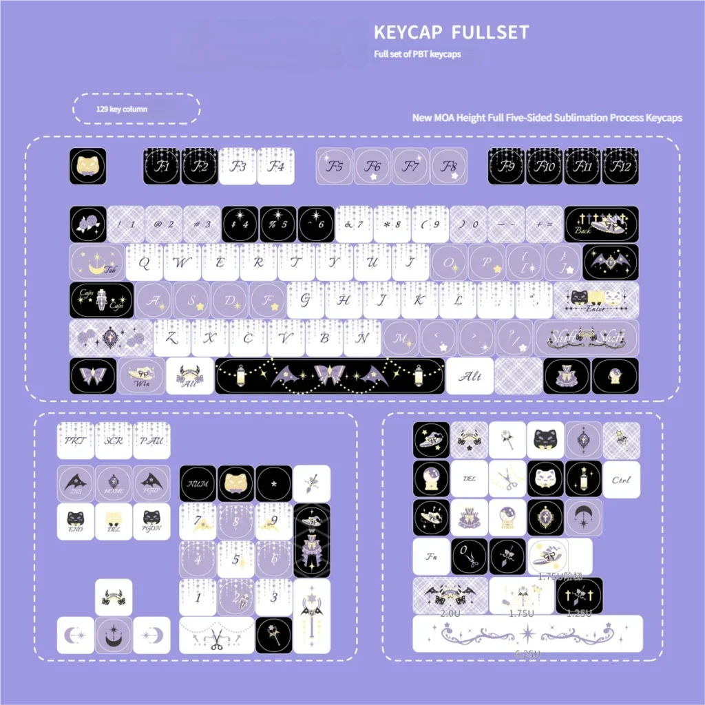 Fantasy-themed keyboard setup with Star Weaver Witch keycaps