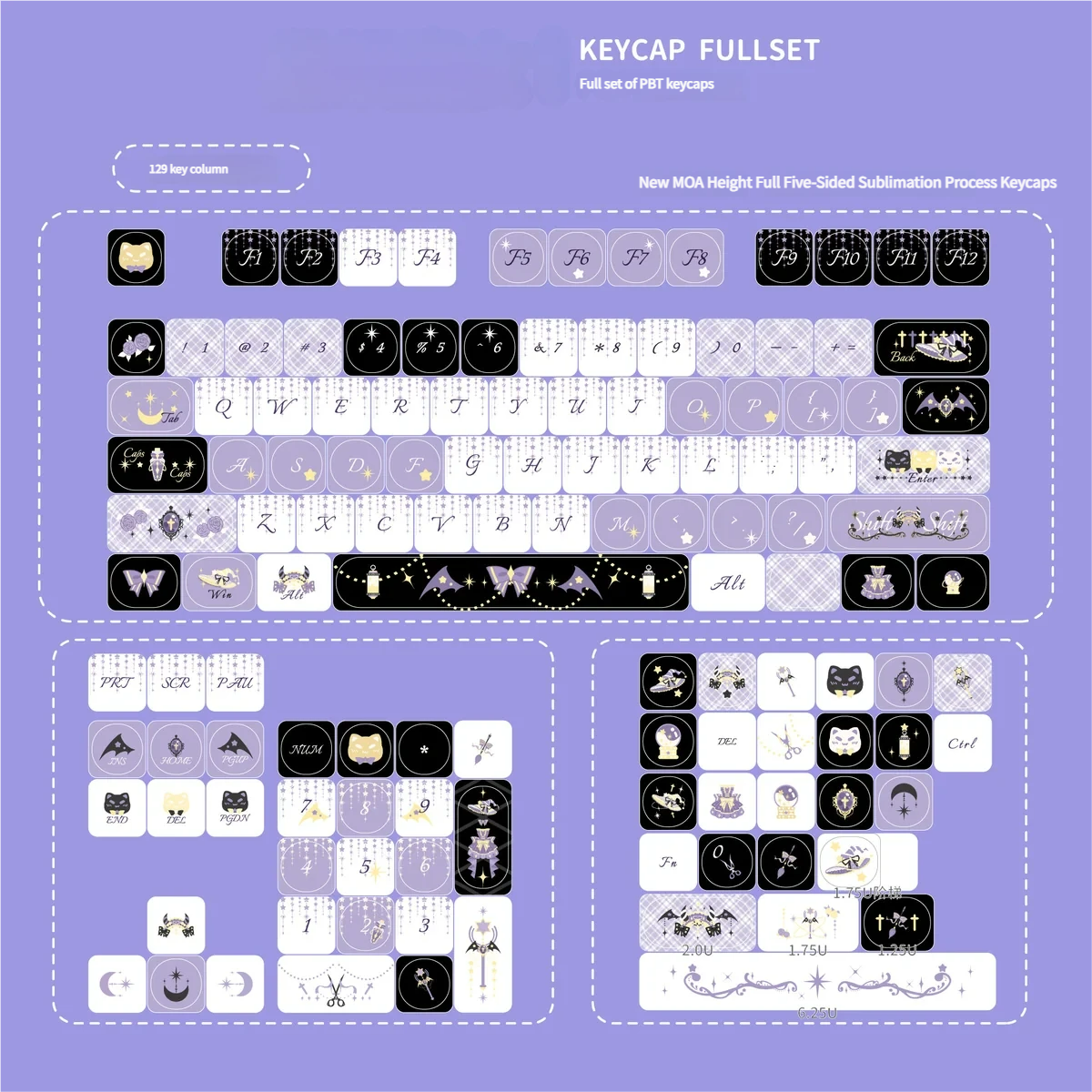 Fantasy-themed keyboard setup with Star Weaver Witch keycaps
