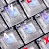 Detail of frosted PC material and legends on keycaps