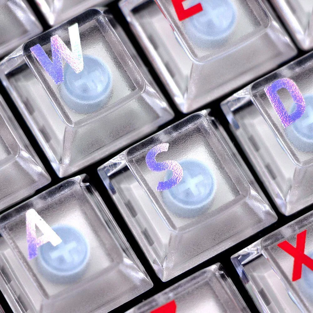 Detail of frosted PC material and legends on keycaps