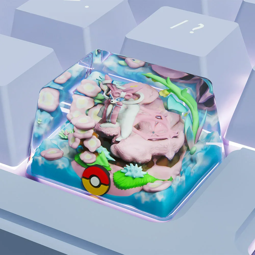 Close-up of Handcrafted Sylveon Resin Keycap details