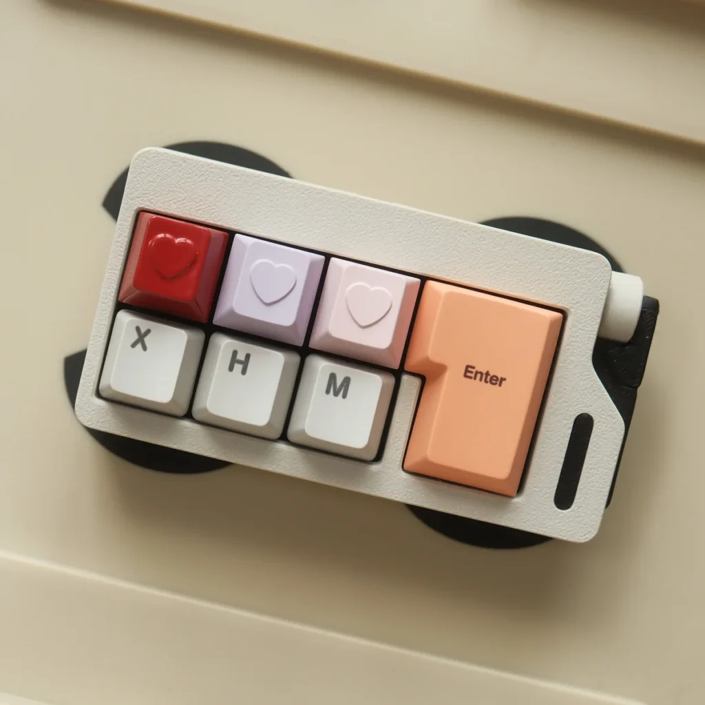 Crimson Red Heart Keycap on a mechanical keyboard