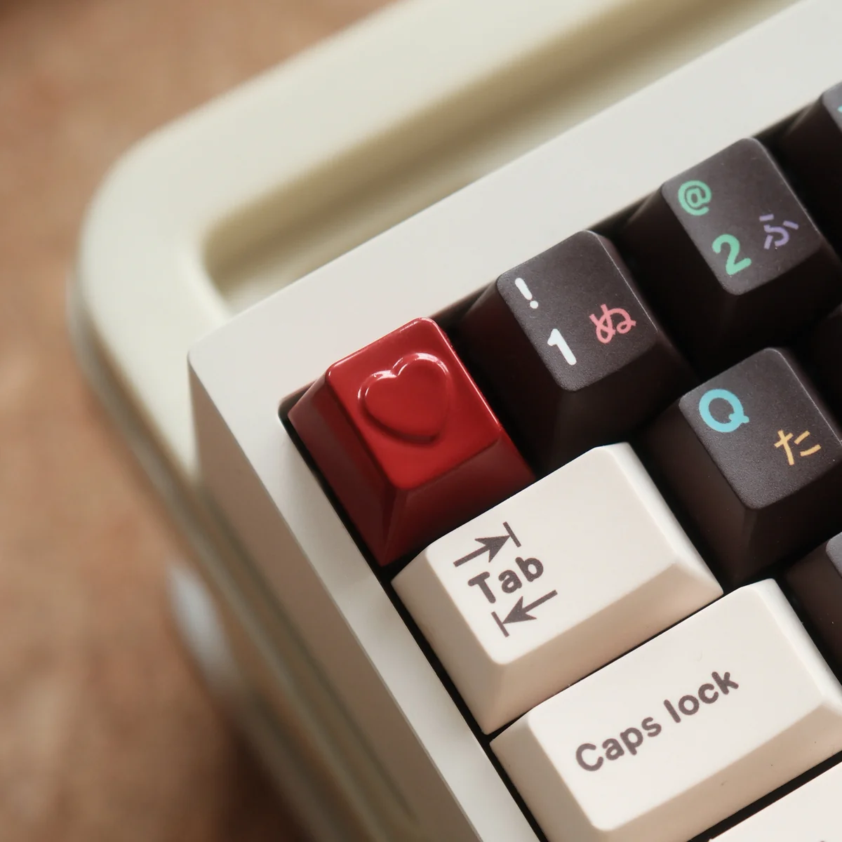 Peach Pink Heart Keycap accenting an ESC key