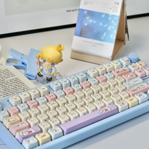 Hide-and-Seek Cat PBT Keycap Set on mechanical keyboard