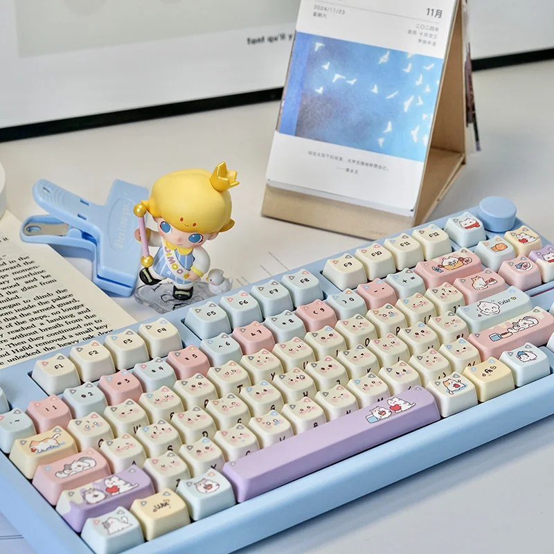Hide And Seek Cat Pbt Keycap Set Keyboard product image