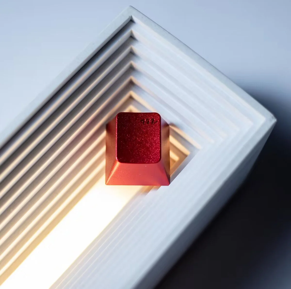 Elegant Red Aluminum Keycap adding iconic charm to a keyboard