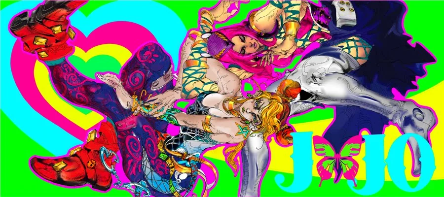 Angle view of JoJo's Bizarre Adventure Narciso Unique JoJo's Desk Mat showing sculpt and color layering