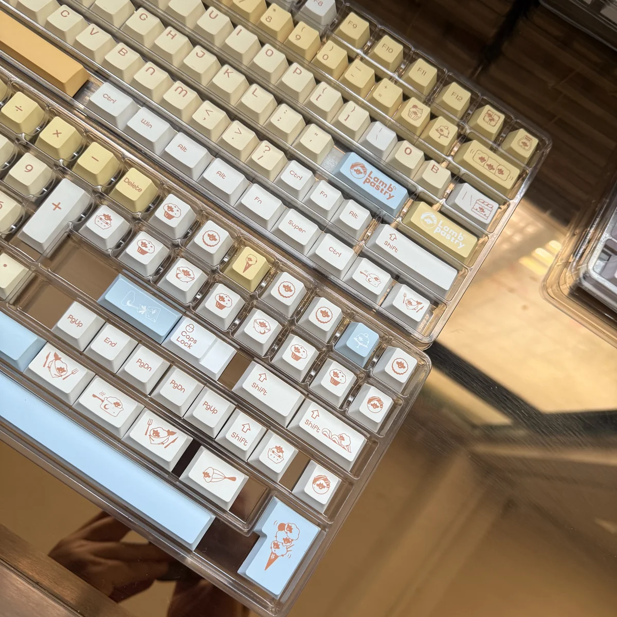 Side profile view of Cherry profile Lamb Pastry keycaps