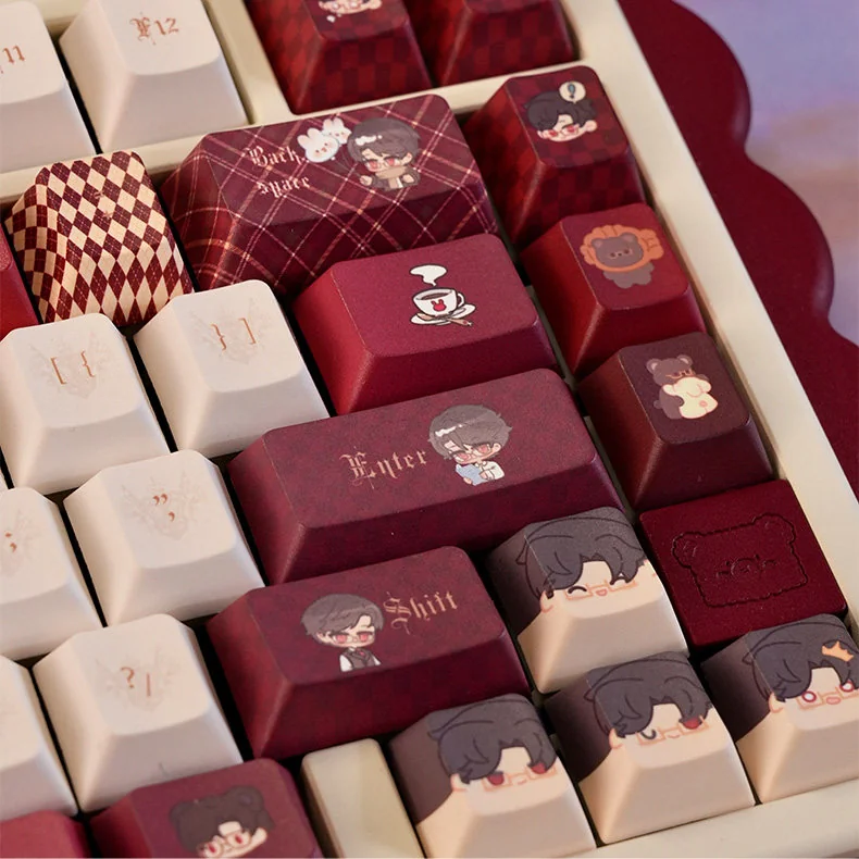 Side profile of Light and Night Evan Exclusive 'Light and Night showing keycap set shape and fit