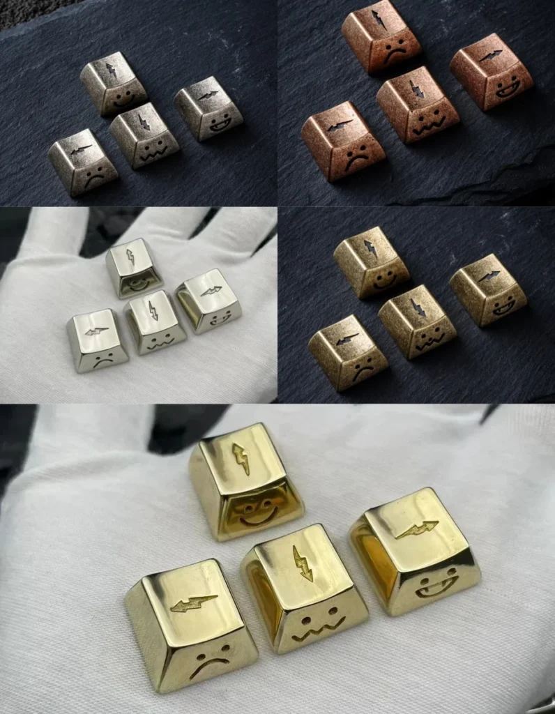Handcrafted Luminous CopperLightning Keycap on a mechanical keyboard with backlight