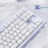 Ergonomic perspective of the uniform MOA profile keycaps installed on a keyboard, emphasizing typing comfort and aesthetic.