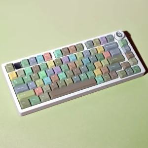 Morandi PBT Keycap Set with muted color palette on a mechanical keyboard