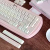 Ergonomic Cherry profile of pastel pink PBT keycaps