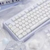 Detailed shot of a PBT dye-sublimated keycap from the Bunny Dessert set, highlighting the crisp, vibrant sweet treat design.
