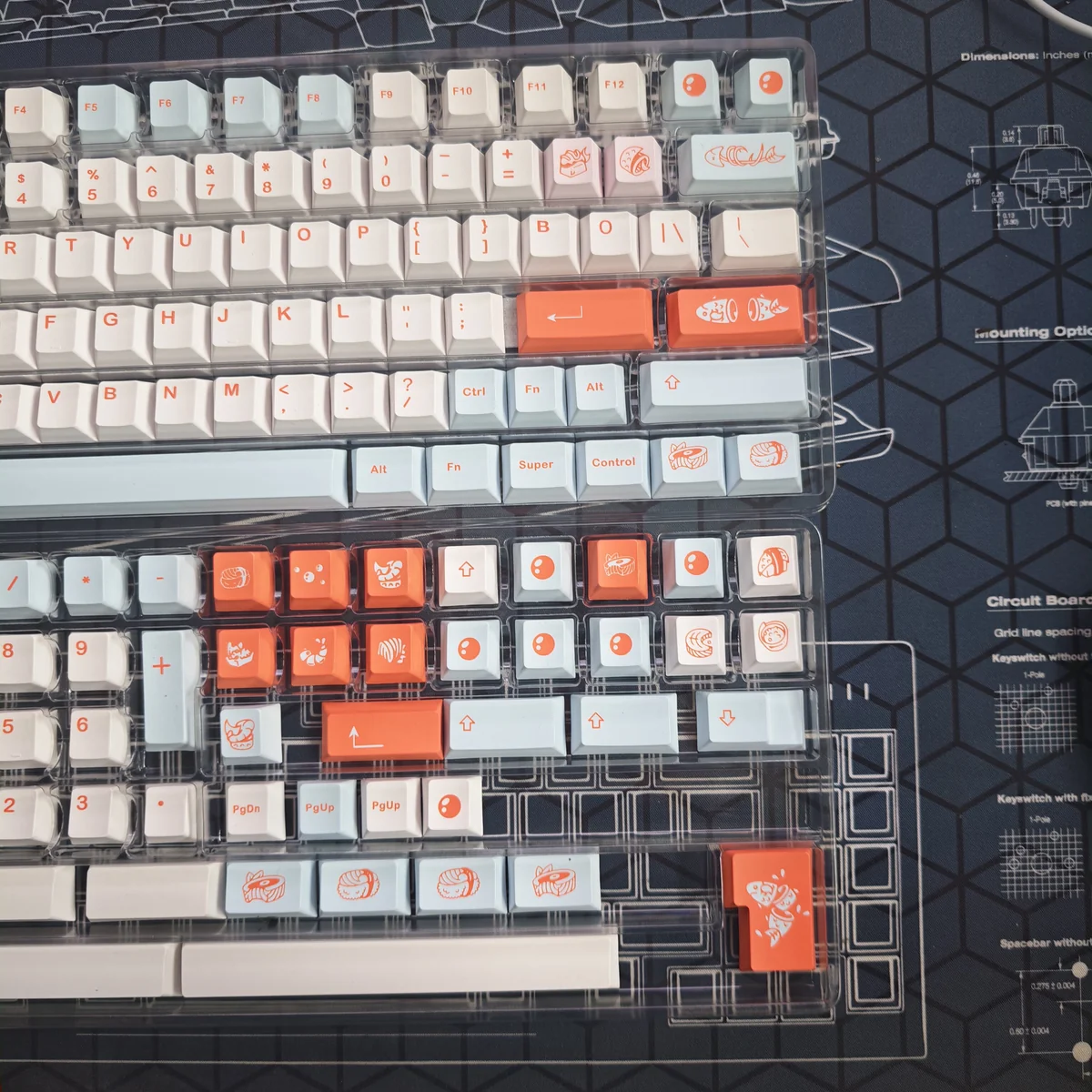 Detail shot of PBT keycap texture and color saturation