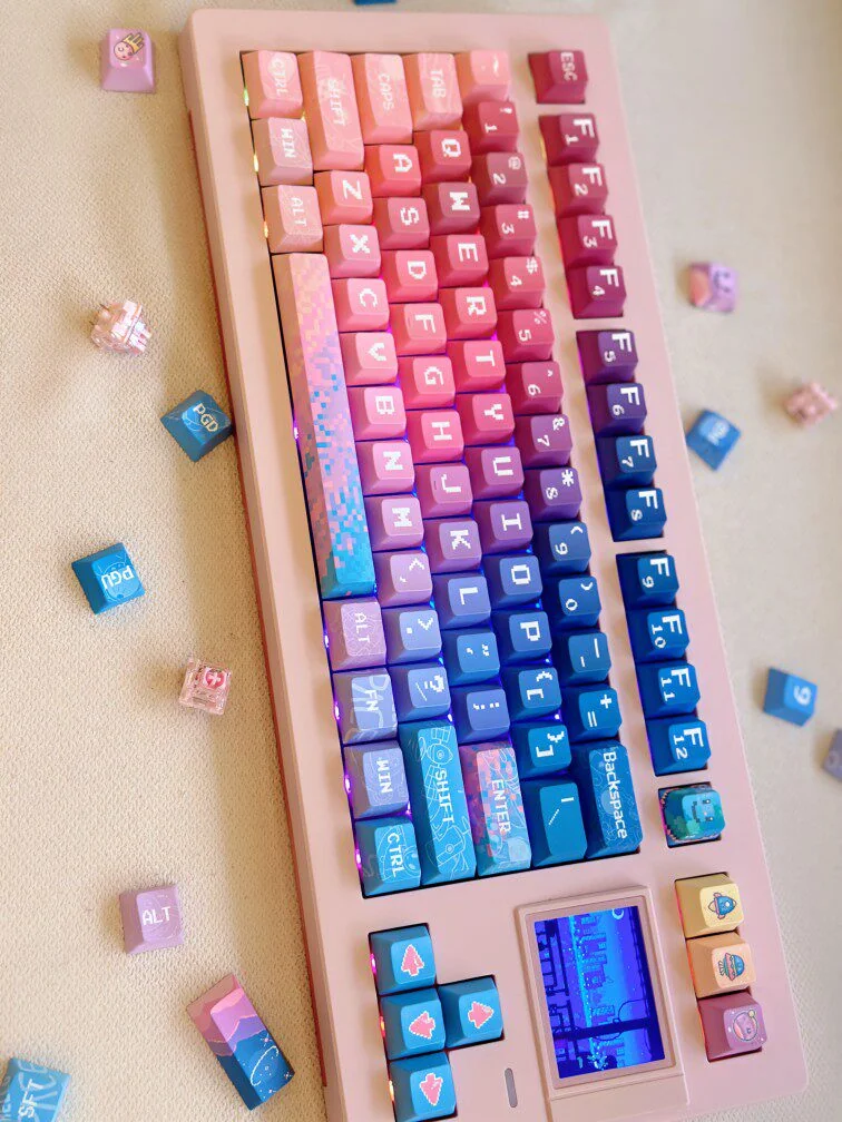 Side view of Pixel Space Keycap Set highlighting Cherry profile ergonomics