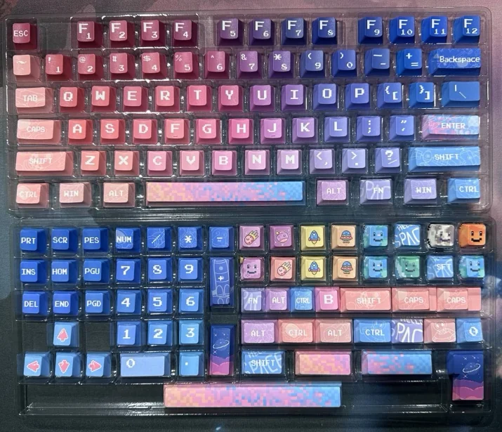 Pixel Space Keycap Set in its packaging, ready for installation