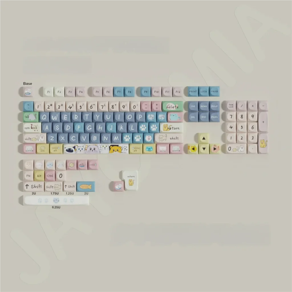 Detail shot of the playful cat design on a MOA profile keycap