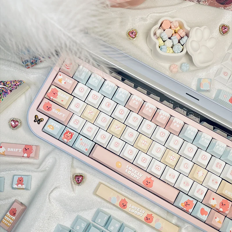Close-up of Pororopedia Loopy Cherry Keycap Exclusive Loopy highlighting details and finish