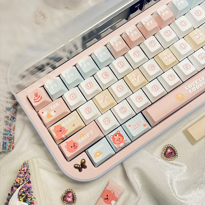 Side profile of Pororopedia Loopy Cherry Keycap Exclusive Loopy showing keycap set shape and fit