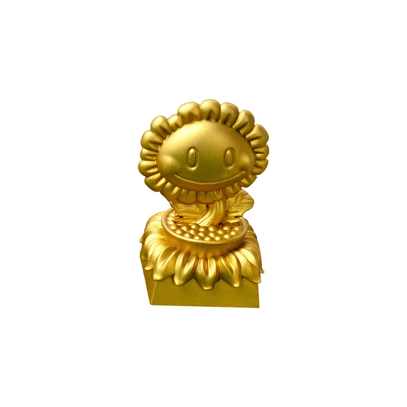 PvZ Sunflower Trophy Keycap in Silver, side view showing resin detail