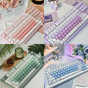 Rose Butterfly PBT Dye-Sub Keycap Set on mechanical keyboard