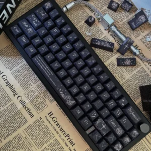 Comparison image illustrating the thickness and texture difference between PBT Rose Keycaps and standard ABS keycaps.