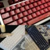 Rose Keycap Set installed on a white mechanical keyboard, showcasing elegant floral designs and Cherry profile.