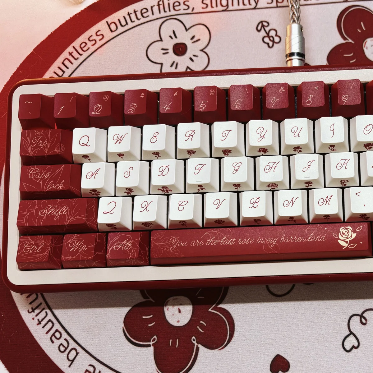 Ergonomic Cherry Profile Rose Series Keycaps for Comfortable Typing