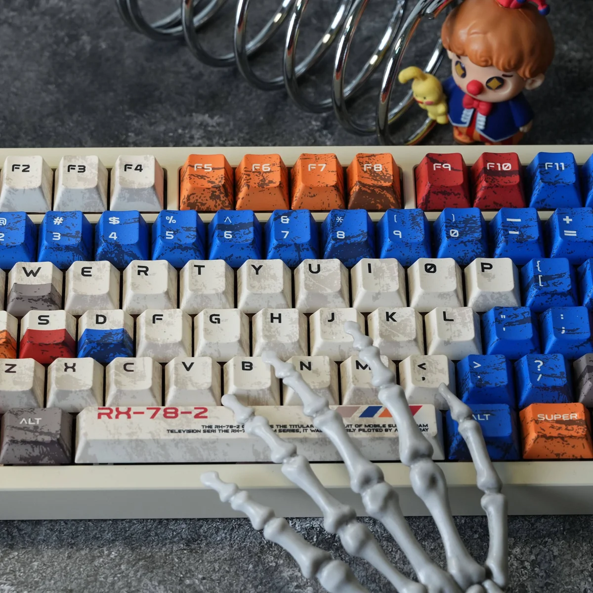 Side profile of Cherry keycap with RX-78-2 Gundam design