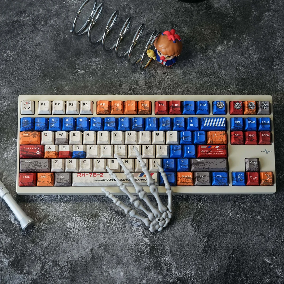 Texture and finish of PBT dye-sub RX-78-2 Gundam keycaps
