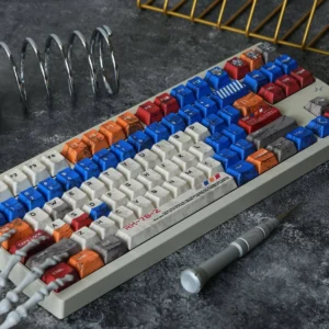 RX-78-2 Gundam PBT Dye-Sub Keycap Set on mechanical keyboard