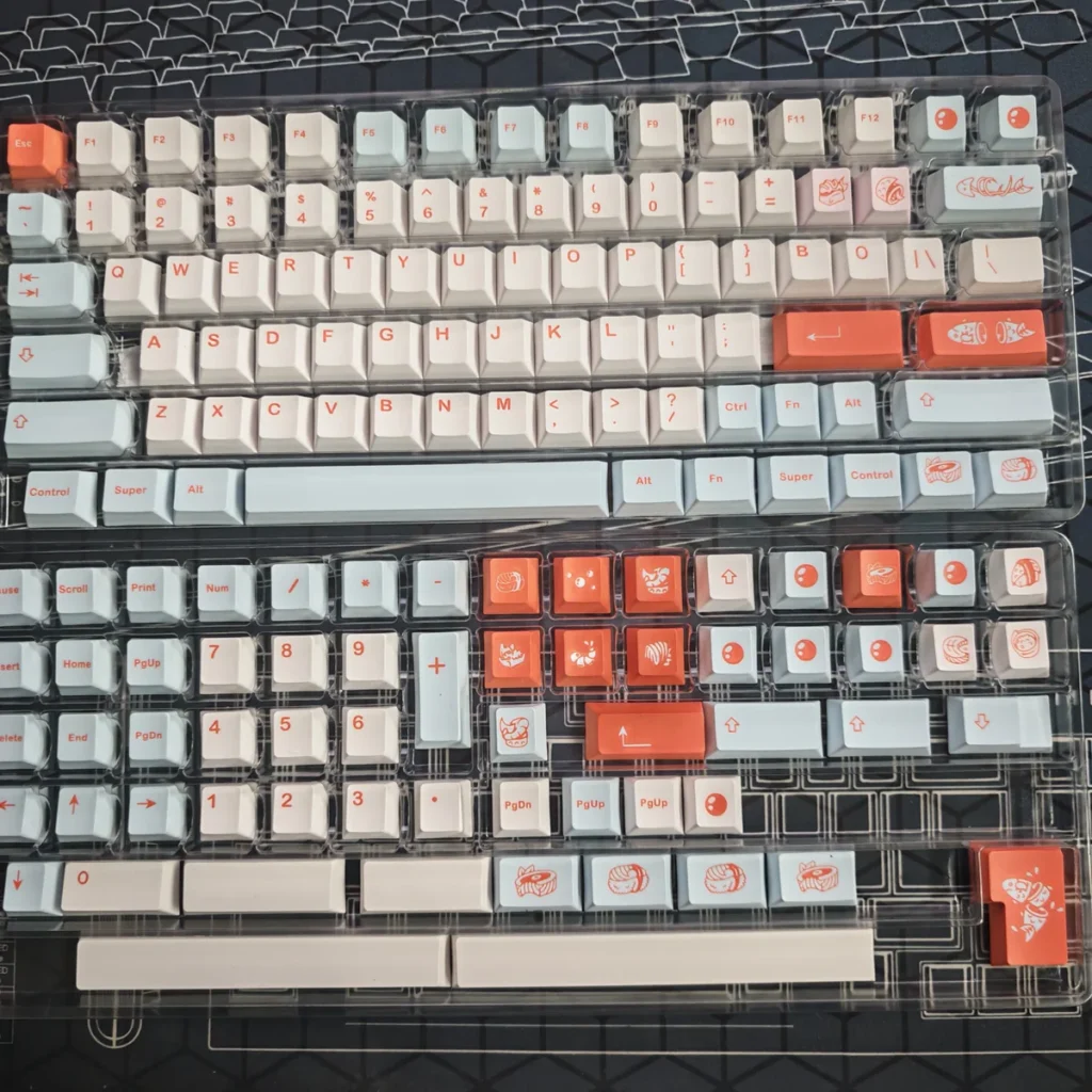 Vibrant Salmon PBT Dye-Sub Cherry Profile Keycap Set on keyboard