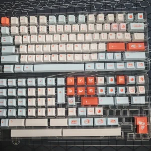 Vibrant Salmon PBT Dye-Sub Cherry Profile Keycap Set on keyboard