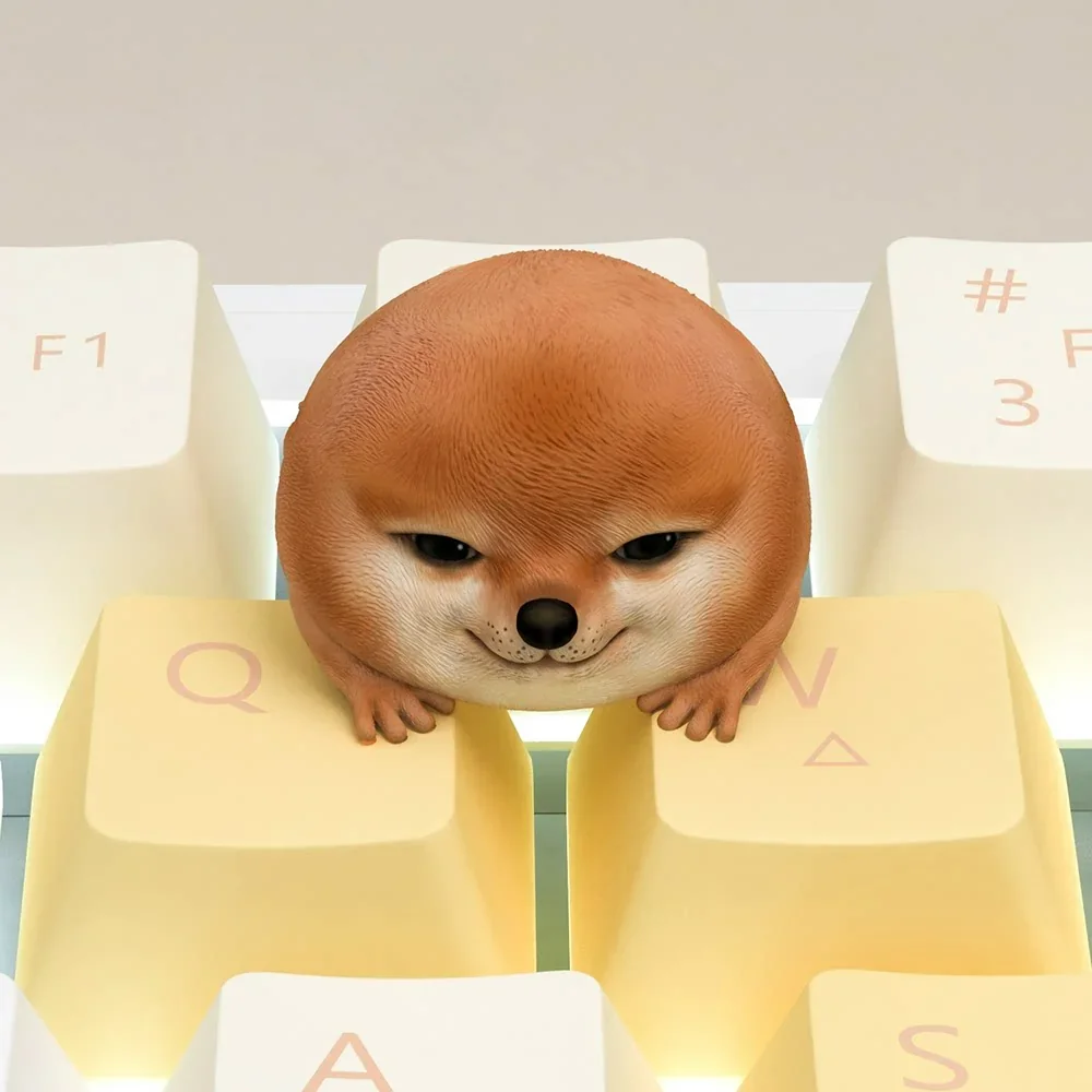 Top-down view of the Shiba Inu keycap, emphasizing its unique character and fit on an ESC key.