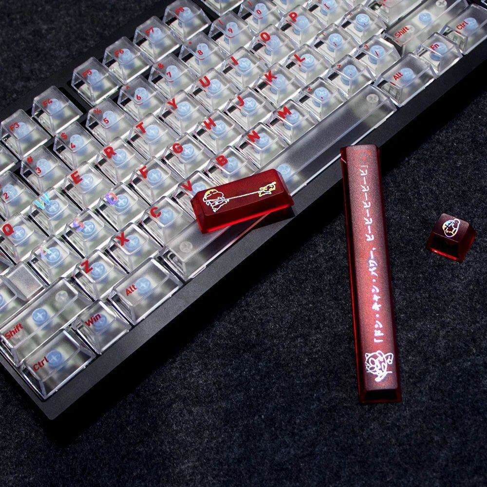 Crayon Shin-chan keycaps showcasing vibrant backlighting