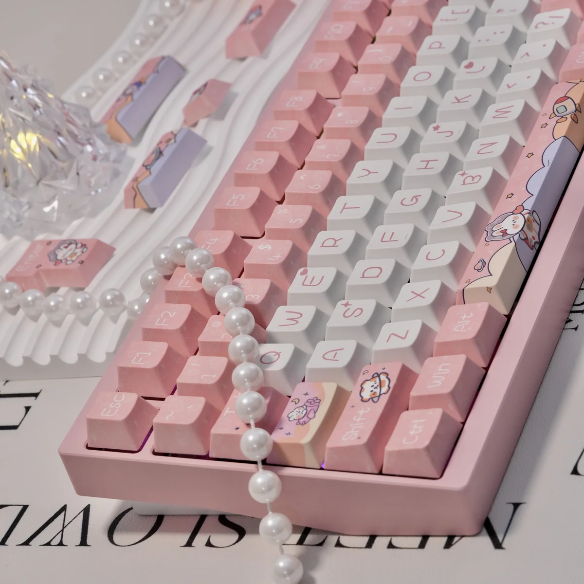 Space Rabbit Cherry Keycap Unique Space Rabbit installed on a mechanical keyboard setup
