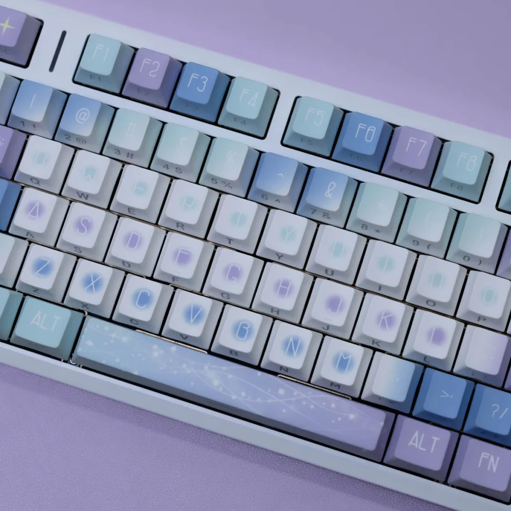 Side profile of Starlight Cherry Keycap Set Durable PBT showing keycap set shape and fit