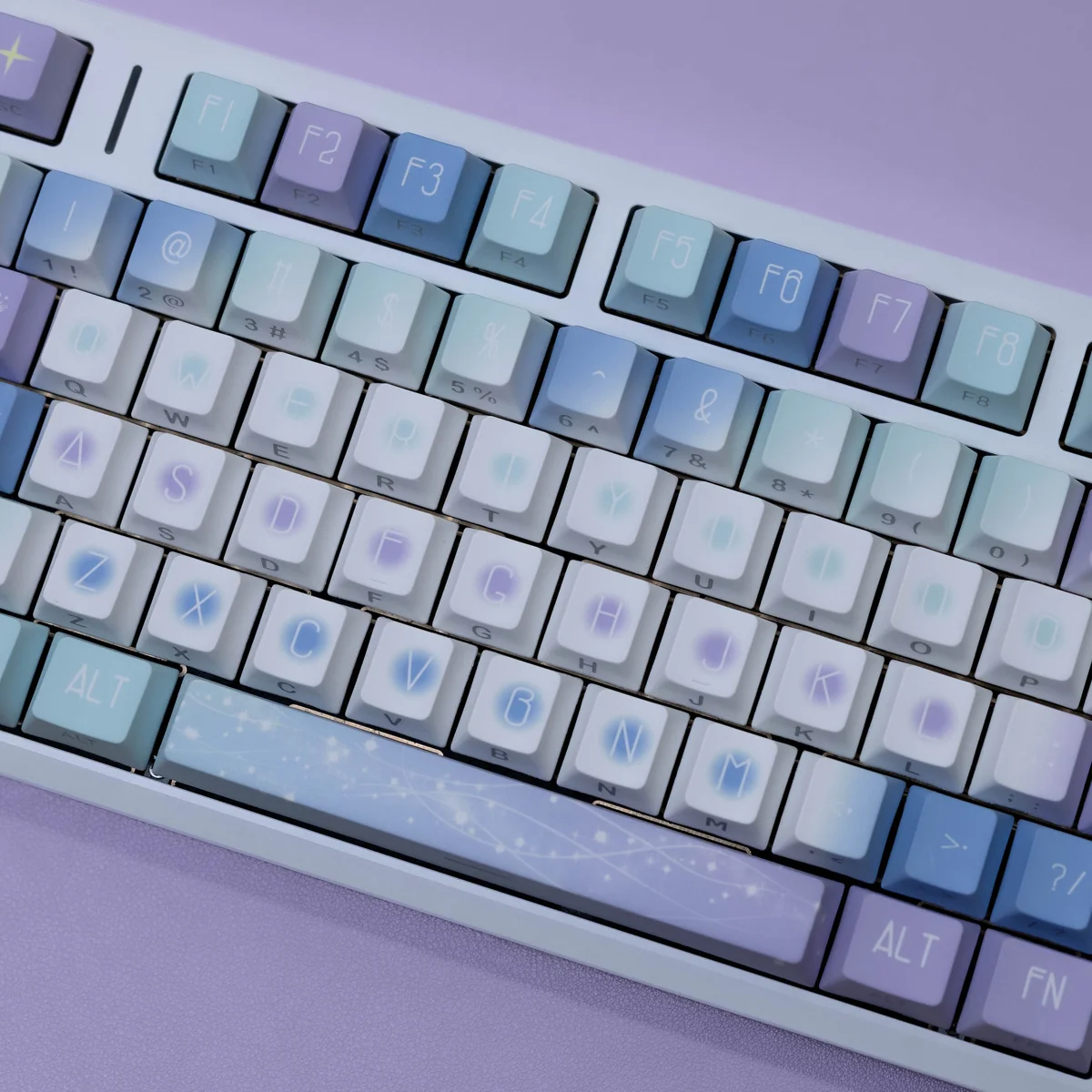 Side profile of Starlight Cherry Keycap Set Durable PBT showing keycap set shape and fit