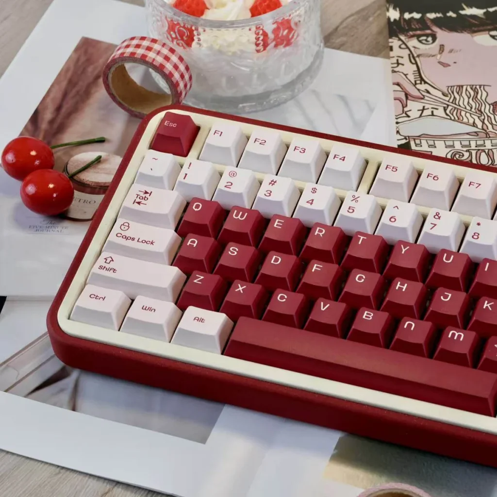 Close-up of vibrant strawberry keycap design