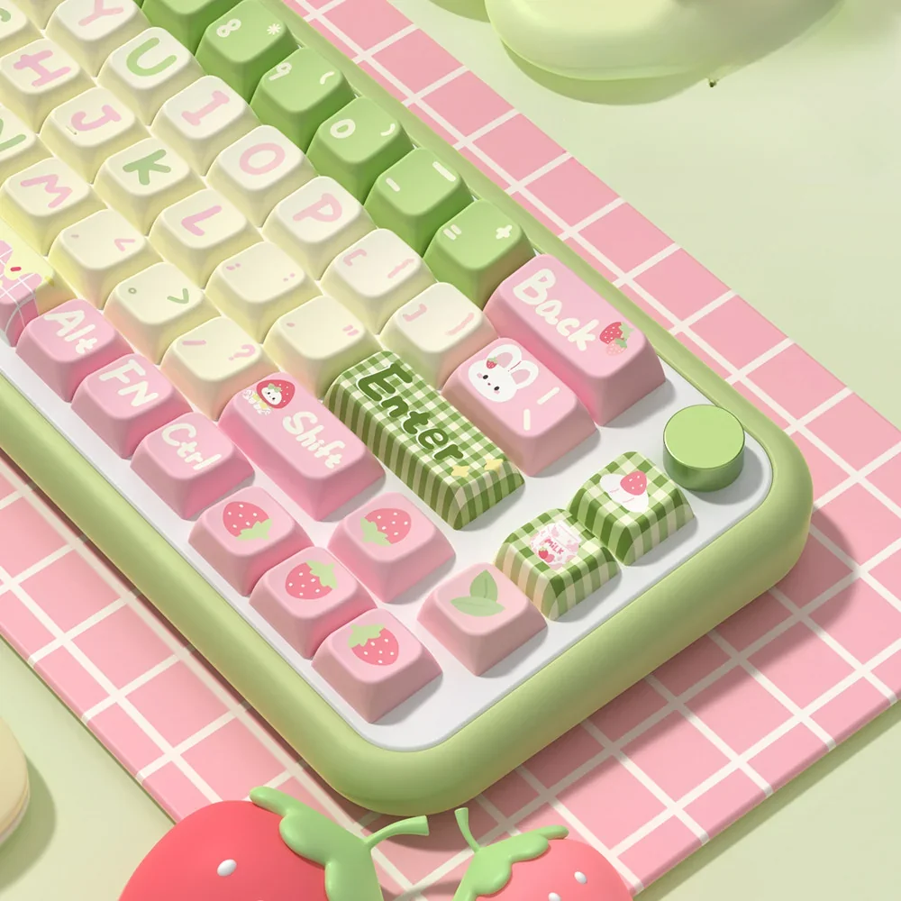 Accent keys from the Strawberry Milk Rabbit set, featuring unique decorative elements